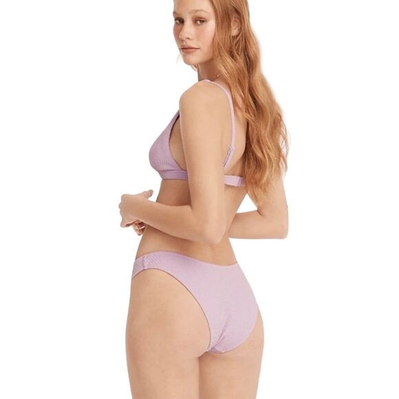 J Crew Lilac Purple Jacquard Texture Curve Waist Cheeky Bikini Bottom Sz XL NWT - Picture 13 of 15